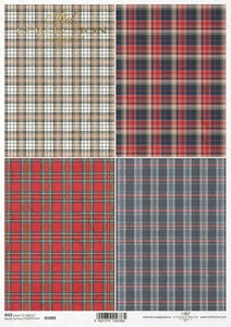 Holiday Plaid 4 Pack Rice Paper by ITD Collection, R1808, A4