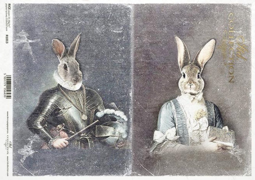 Regal Bunny Portraits 1 R1813 Rice Paper by ITD Collection