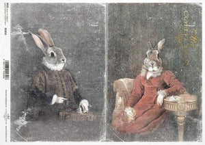 Regal Bunny Portraits 2 R1814 Rice Paper by ITD Collection
