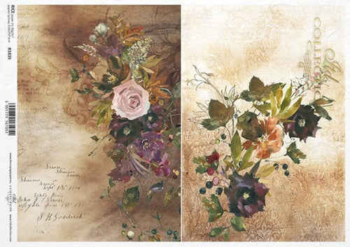 Vintage Bouquet of Flowers Rice Paper by ITD Collection, R1835, A4