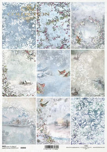 Frosted Scenes 9 Pack Rice Paper by ITD Collection, R2050, A4