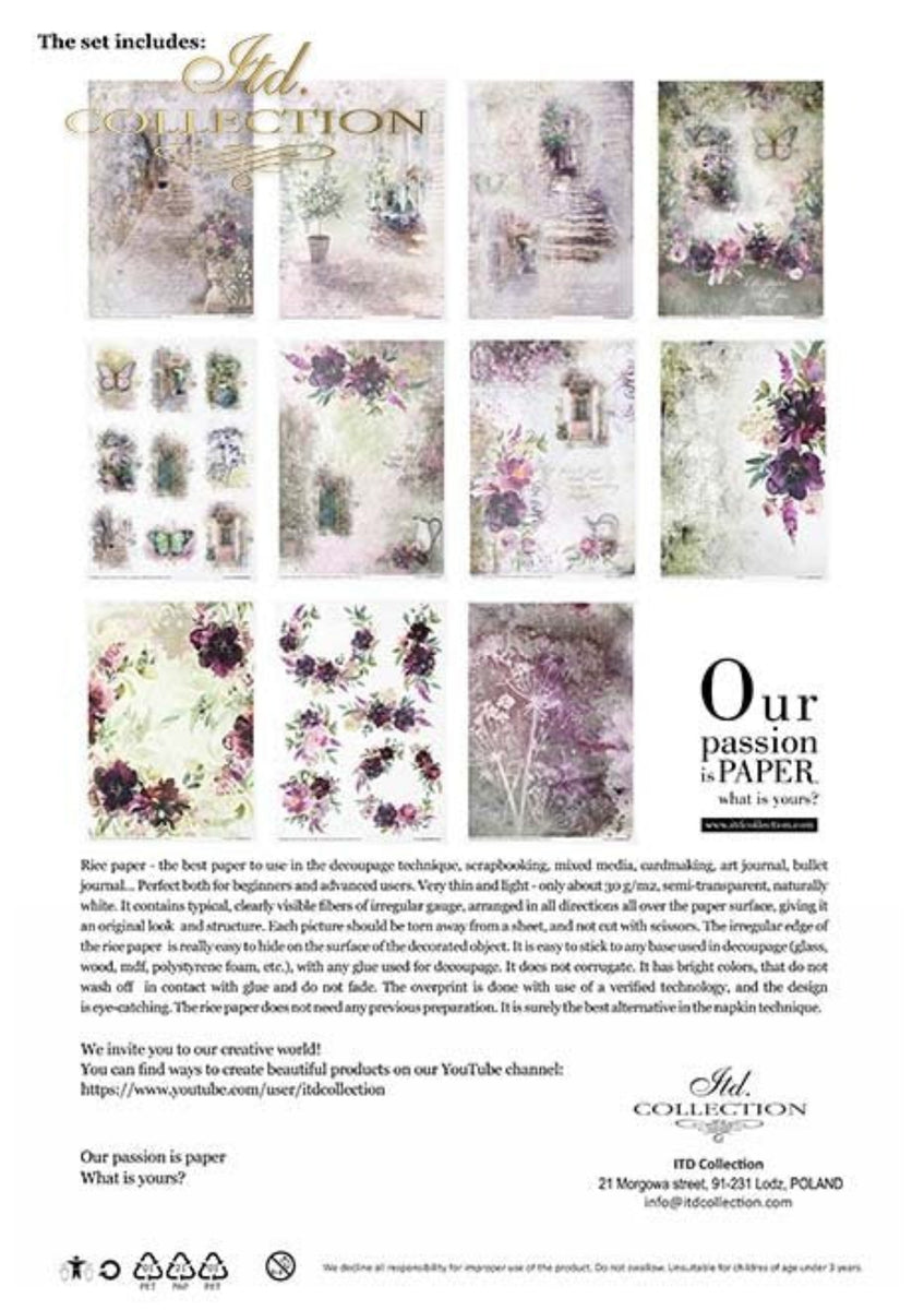 Garden of Dreams Rice Paper Set by ITD Collection, RP005, Pack of 11 ...