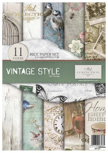Vintage Style Rice Paper by ITD Collection, RP021, Pack of 11