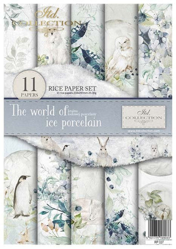 The World of Ice Porcelain Rice Paper Set by ITD Collection, RP027, Pack of 11