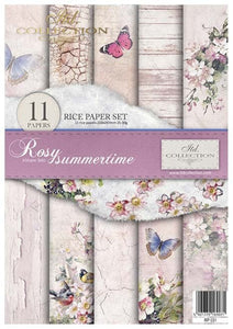 Rosy Summertime Rice Paper by ITD Collection, RP031, Pack of 11