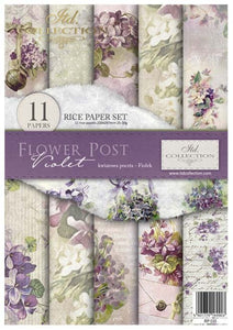 Flower Post Violet Rice Paper by ITD Collection, RP035, Pack of 11
