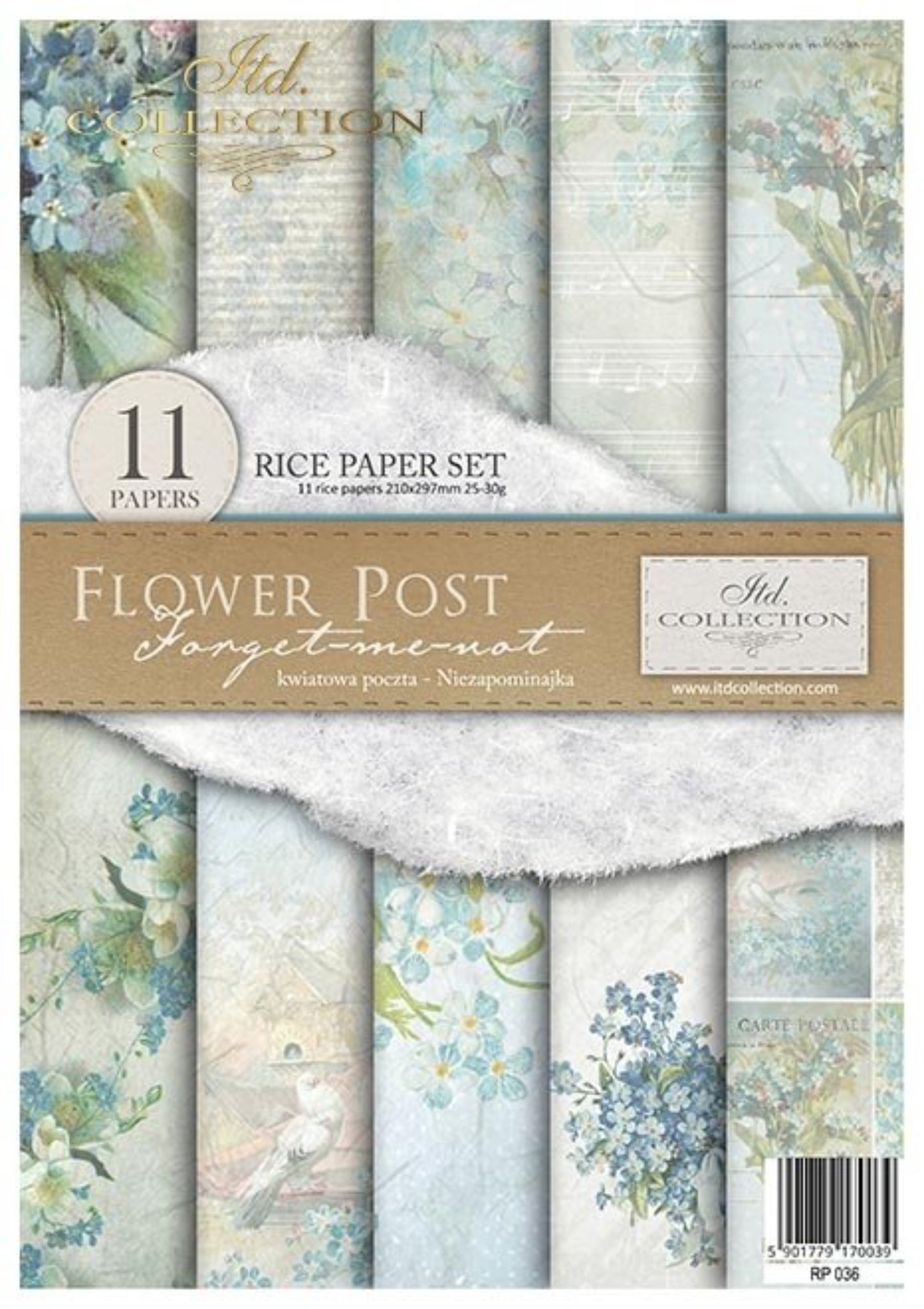 ITD Collection Flowers Roses Forget-me-nots Rice Paper 