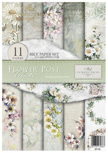 Flower Post White Rice Paper by ITD Collection, RP038, 11 Pack