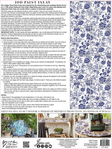 IOD Indigo Floral Paint Inlay, Iron Orchid Designs, 8 Sheets, Back Cover
