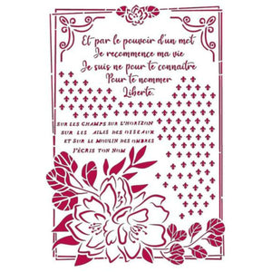 Journal Flower with Frame Stencil Romantic by Stamperia, 8.27 x 11.69