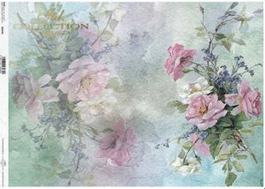 Watercolor Floral Rice Paper by ITD Collection, R1388, A4