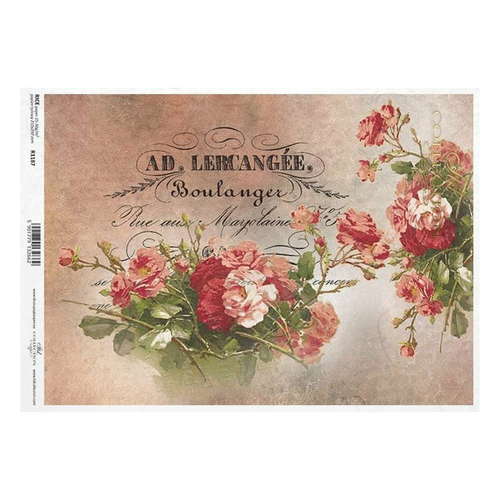 Lercangee Flowers Rice Paper by ITD Collection, R1187, Roses, A4