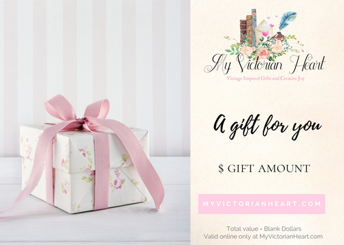 Pink Roses and Stripes Any Occasion Gift Card for My Victorian Heart