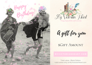 Vintage Friends Birthday Gift Card for My Victorian Heart Preview, Antique Photo, Ladies, Beach