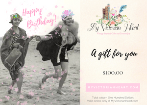 Vintage Friends Birthday Electronic Gift Card for My Victorian Heart, $100