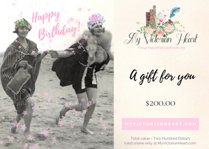 Vintage Friends Birthday Electronic Gift Card for My Victorian Heart, $200