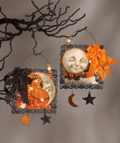 Bethany Lowe Designs Magic Moonlight Postcard Ornaments, Set of 2