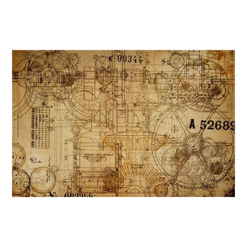Roycycled Treasures Mechanics Decoupage Paper, Mechanical Drawings