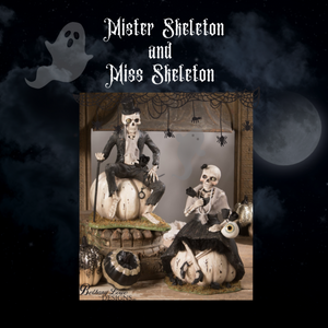Mister and Miss Skeleton on Pumpkin Decor by Bethany Lowe Designs