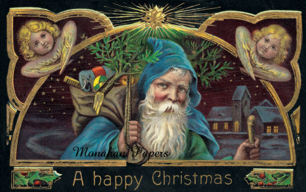A Happy Christmas Santa and Angels by Monahan Papers, C185