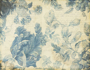 Blue Indigo Damask Cabbage Flowers by Monahan Papers, SPS919