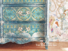 Load image into Gallery viewer, IOD Morocco Paint Inlay applied to dresser chest