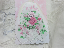 Load image into Gallery viewer, Pink roses vintage inspired Mother Hanky Gift Card, Luray Collection Mom Handkerchief