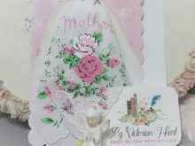 Load image into Gallery viewer, Pink roses vintage inspired Mother Luray Hanky Gift Card