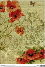 Load image into Gallery viewer, Ornamental Poppies Decoupage Rice Paper by Calambour Italy