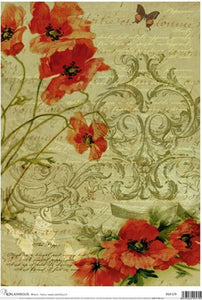 Ornamental Poppies Decoupage Rice Paper by Calambour Italy