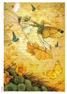 Fairies 0085 Paper Designs Washipaper, Flying Fairy Couple