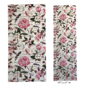 Paper Designs Flowers 23 Roll, 59" x 17" Rice Paper, Pink Flowers with Feathers, Script