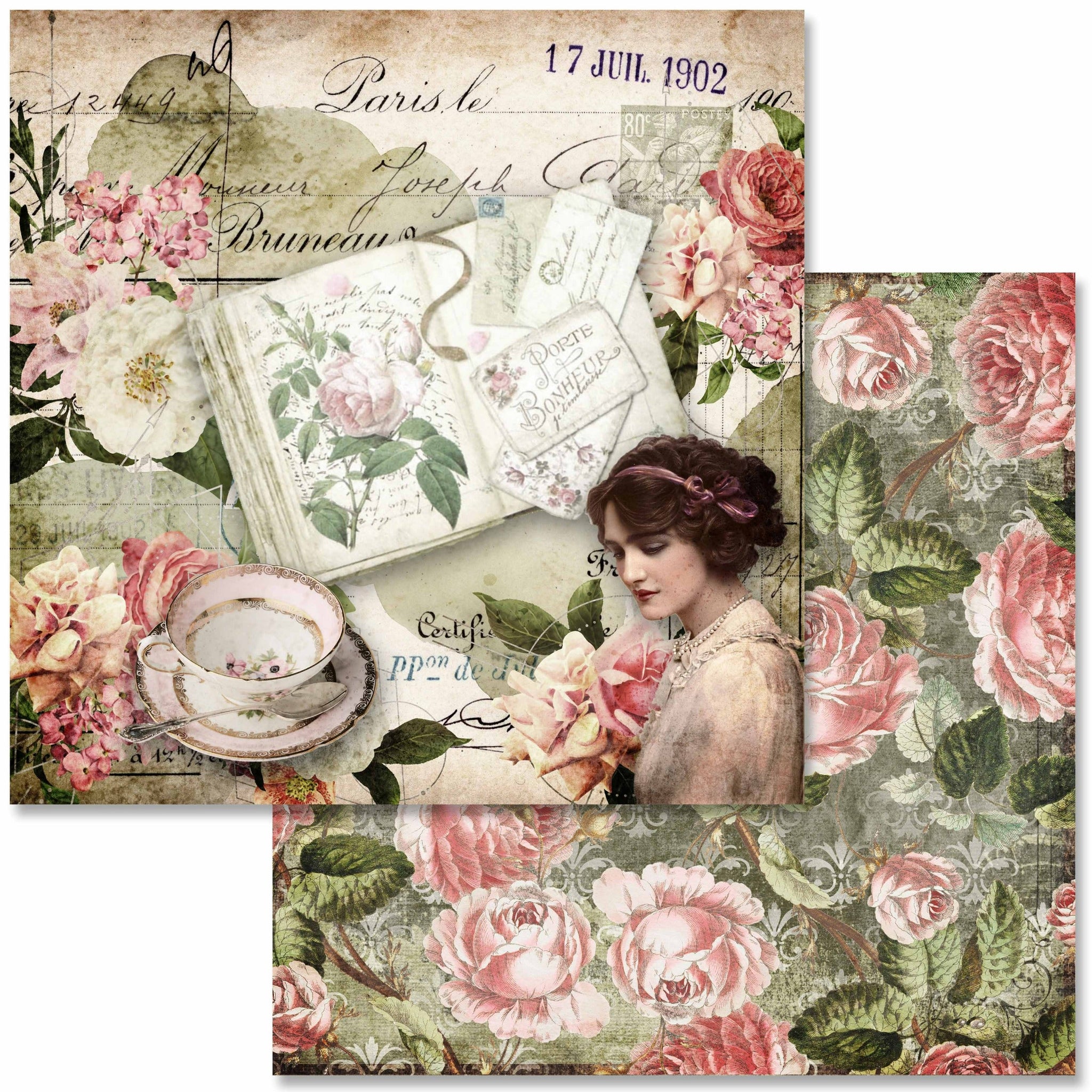 Antique Roses Collection Scrapbook Set - mini 6 x 6 – Steel