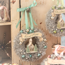 Load image into Gallery viewer, Bethany Lowe Pastel Tinsel Wreath with Church, Trees, Color Options