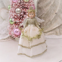 Load image into Gallery viewer, Bethany Lowe Peaceful Storybook Christmas Angel Ornament Decor Displayed on a Tabletop