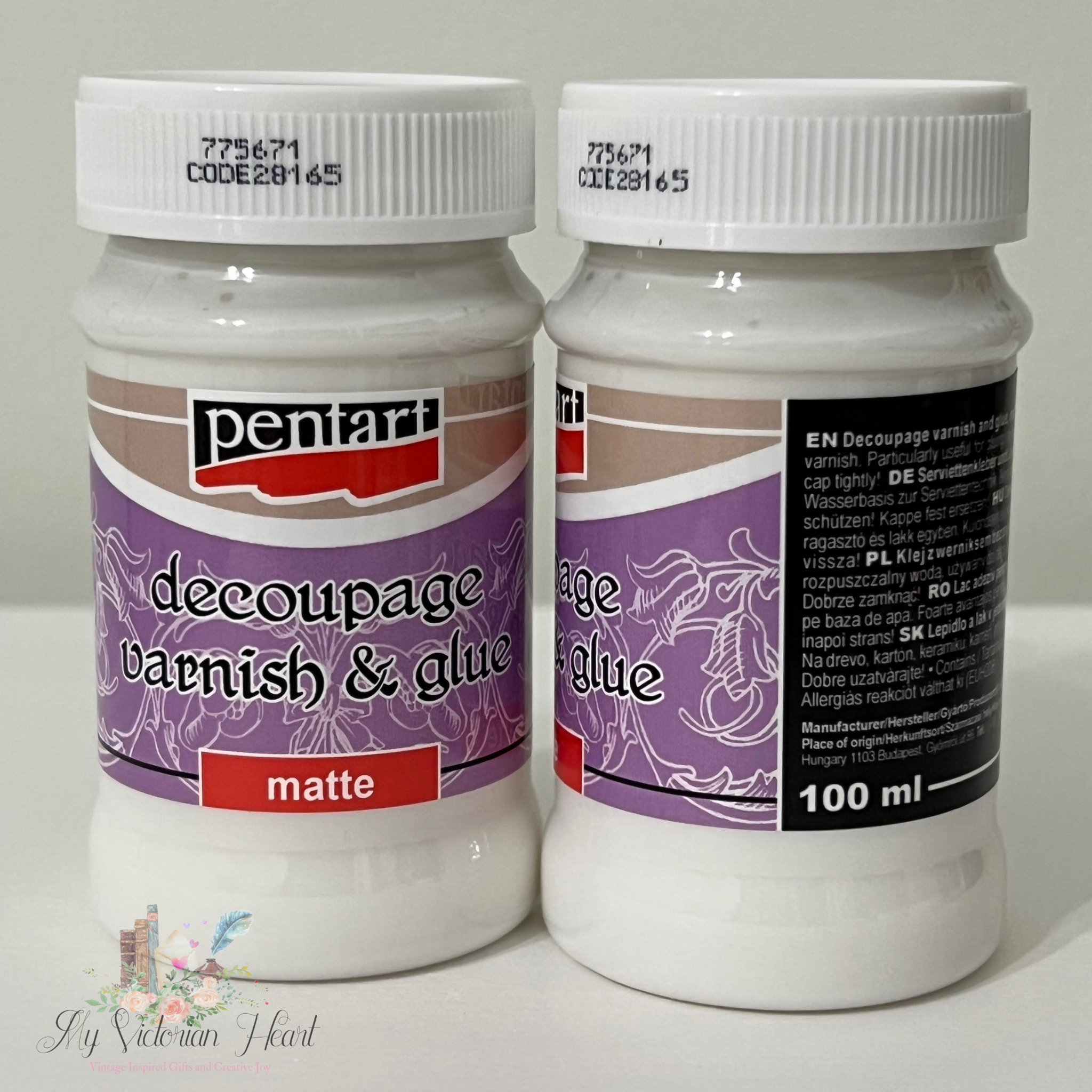 Pentart Decoupage Varnish and Glue, Matte, 230 mL, 100 mL – My Victorian  Heart