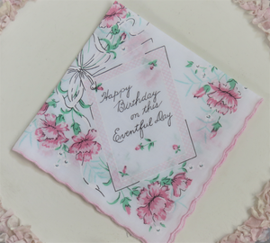 Luray Collection Pink Floral Birthday Handkerchief Gift