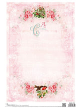 Load image into Gallery viewer, Calambour Pink Christmas Baroque Frame Decoupage Rice Paper, A3