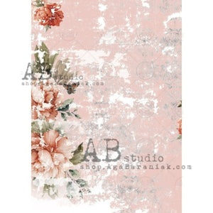 Pink Grunge Shabby Roses Rice Paper 0685 by ABstudio, A4