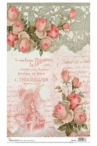 Pink Lace Elegance Decoupage Rice Paper by Calambour Italy, Roses