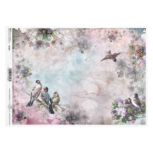 Pink and Lavender Birds Rice Paper by ITD Collection, R1387, A4
