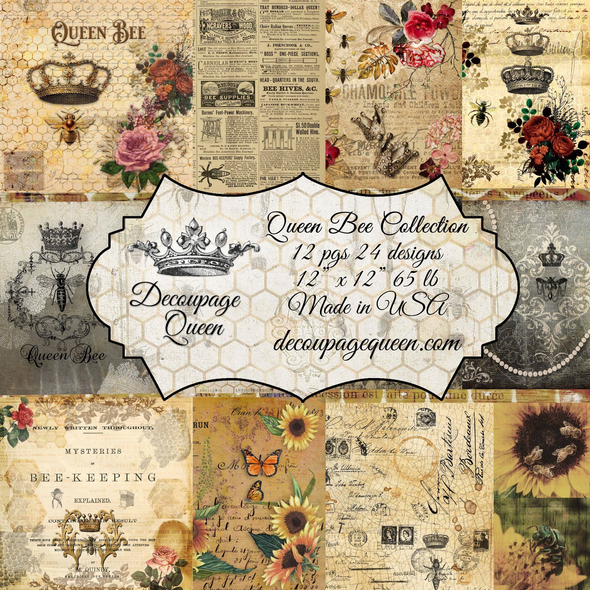 Queen Bee Collection Scrapbook Paper set, 12pg, by Decoupage Queen – My  Victorian Heart