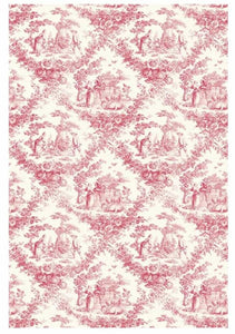 Red Toile Decoupage Rice Paper by Calambour Italy