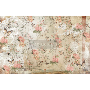 Redesign with Prima Botanical Imprint Decoupage Tissue Paper, Pink Roses, Sage, Butterflies