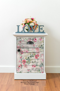 Redesign Prima Side Table in Floral Wallpaper Decoupage Decor Tissue Paper