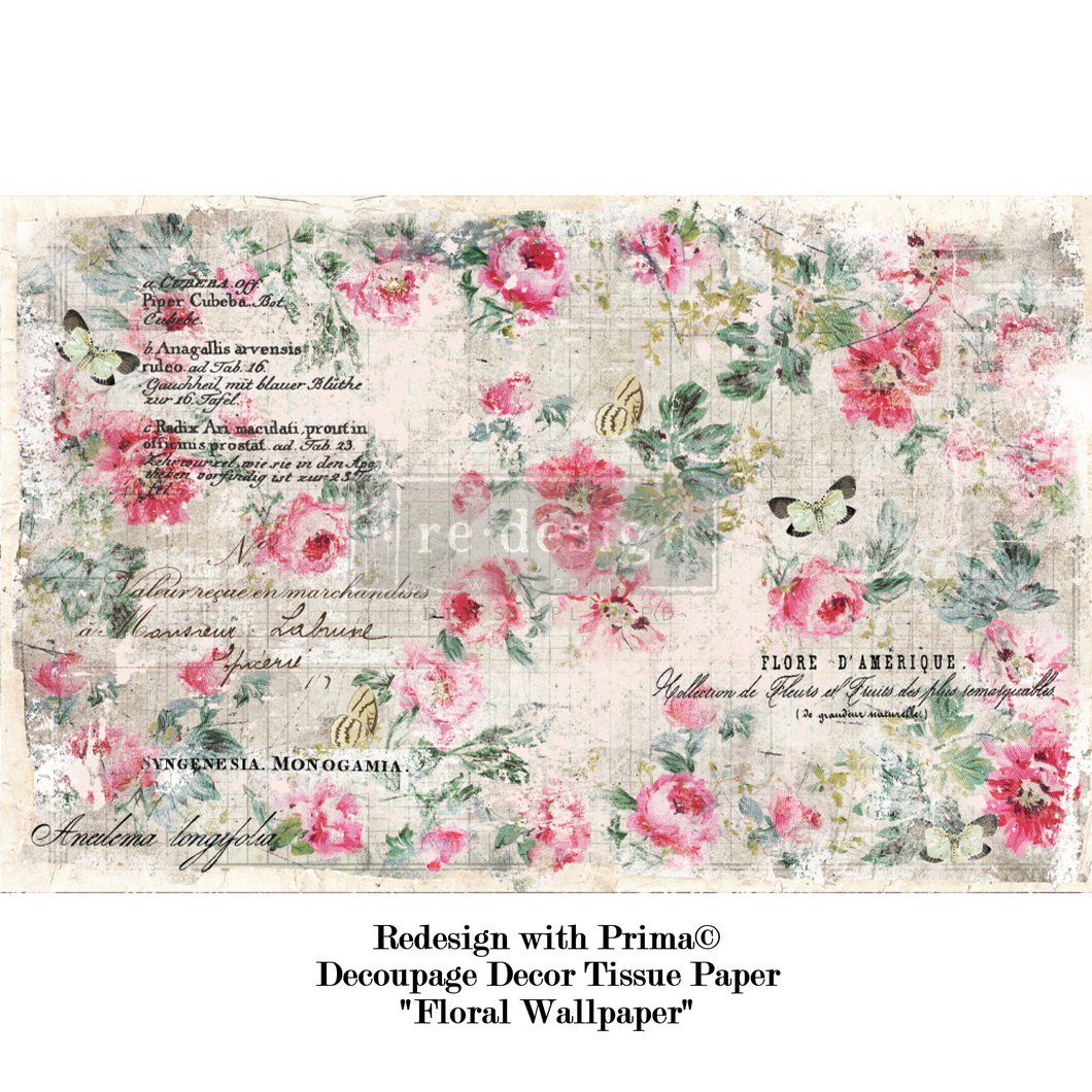 Redesign with Prima Floral Wallpaper Decoupage Tissue Paper