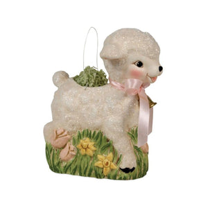 Bethany Lowe Designs Retro Lamb Bucket, Vintage Inspired Easter Spring