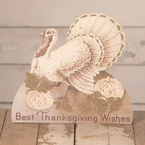 Bethany Lowe Designs Romantic Fall Turkey Dummy Board, RL0837, Fall Thanksgiving Decor