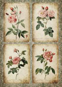 Rose Cards Rice Paper by Decoupage Queen, 4 Roses Designs