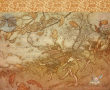 Load image into Gallery viewer, Roycycled Treasures Fall Project Blocks Decoupage Paper closeup of Fairies